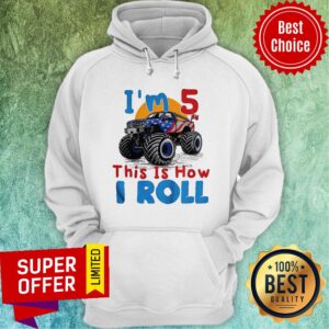 Alternative view of Official I’m 5 This Is How I Roll Truck 4 Wheeler Monster Birthday Shirt