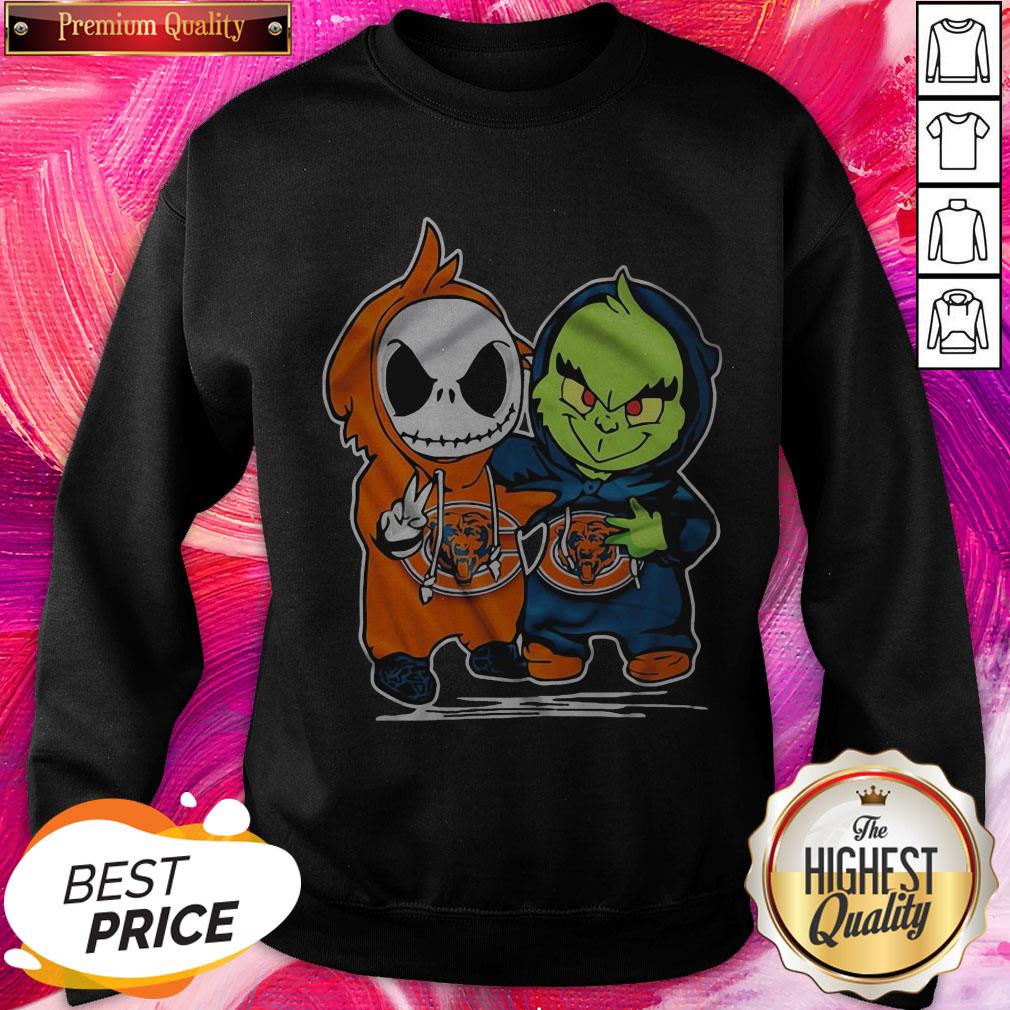 Funny Baby Skeleton And Baby Grinch Chicago Bears Shirt - Image 4