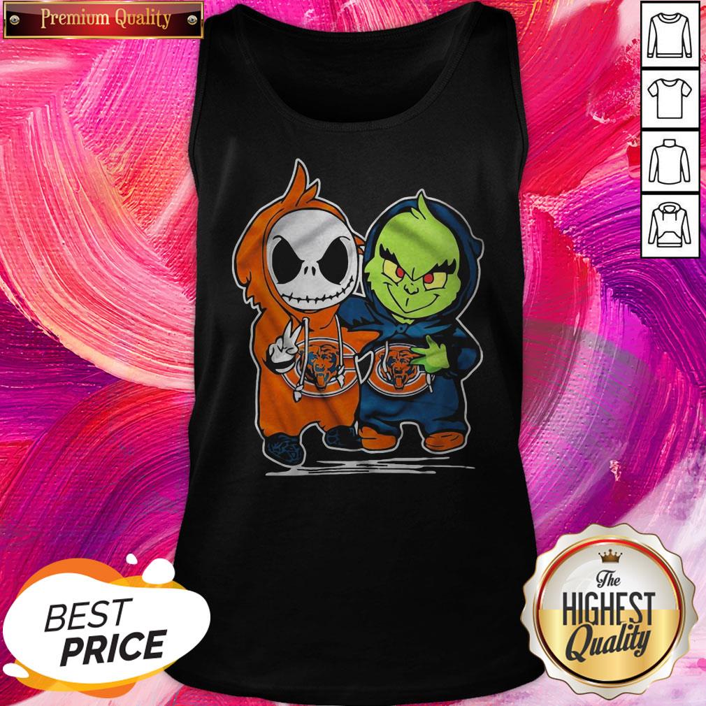 Funny Baby Skeleton And Baby Grinch Chicago Bears Shirt - Image 3