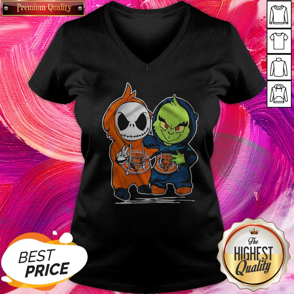 Funny Baby Skeleton And Baby Grinch Chicago Bears Shirt - Image 2