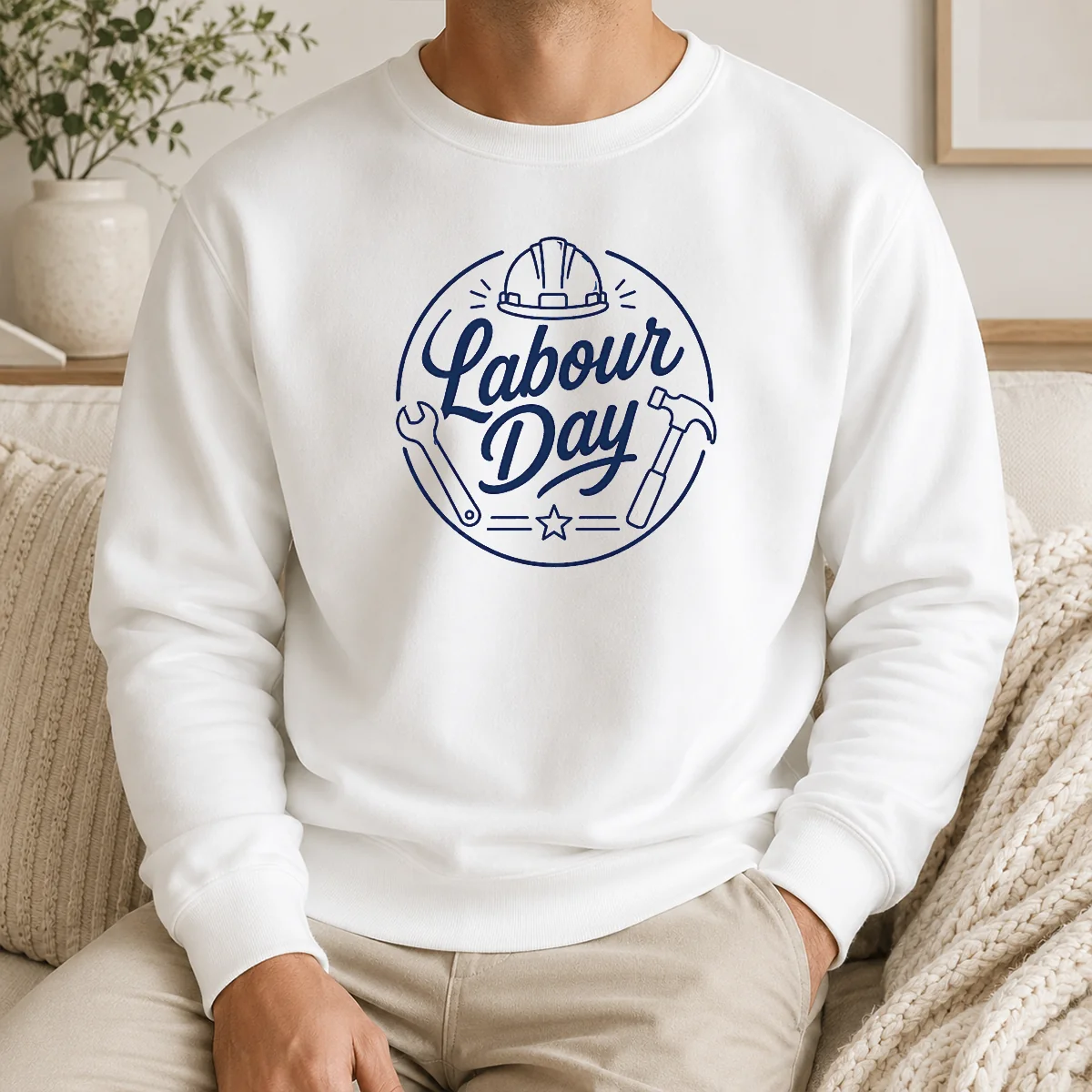 Premium Top Minimalist Line Art Labour Day Script Shirt - Image 7