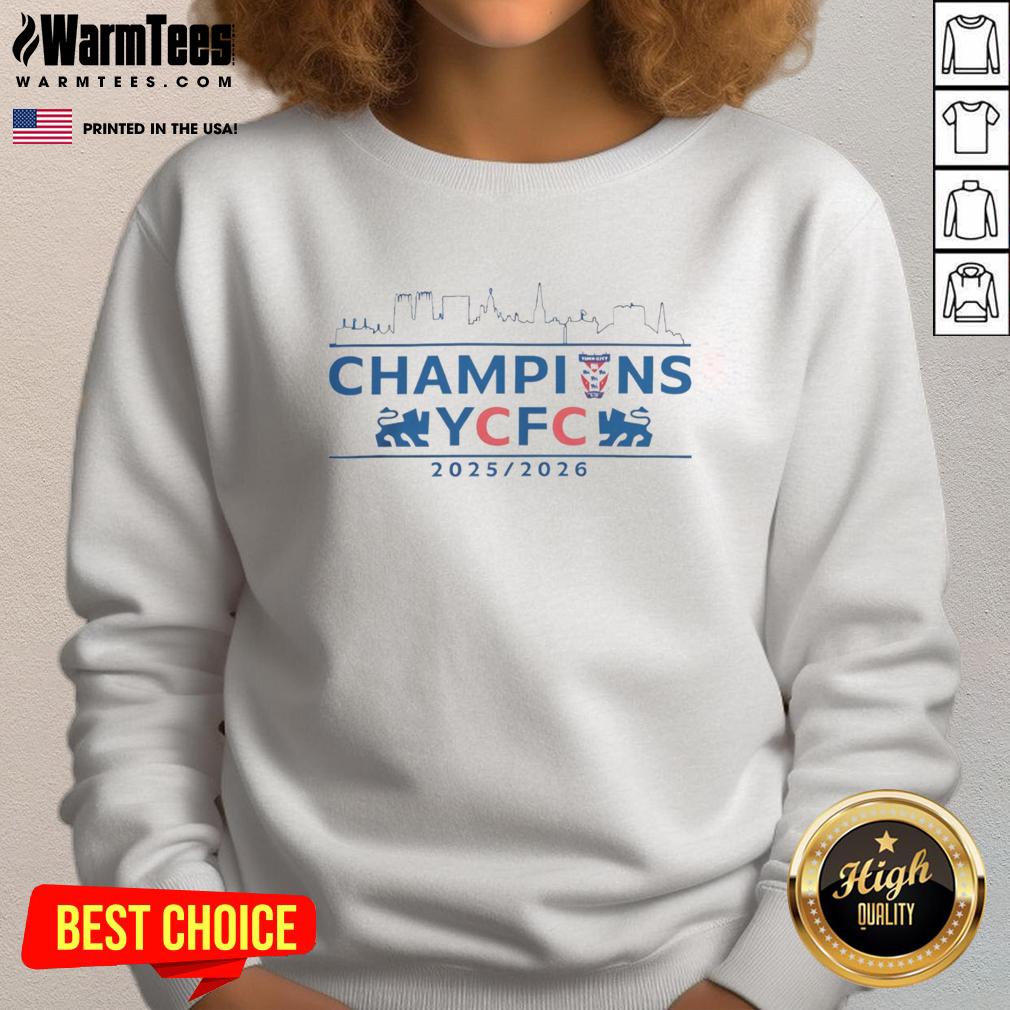 Official York City Football Club Champions 2025-2026 Commemorative Skyline T-Shirt - Image 5