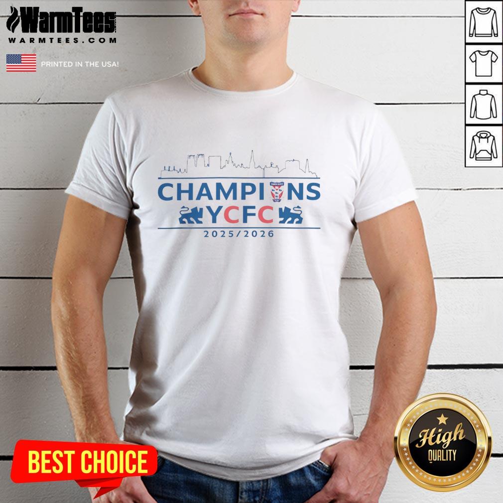 Official York City Football Club Champions 2025-2026 Commemorative Skyline T-Shirt
