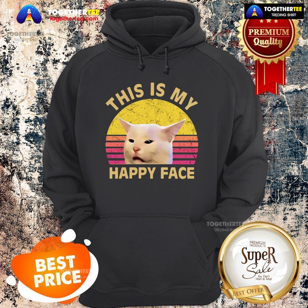 Official This Is My Happy Face Smudge Cat Shirt - Image 5