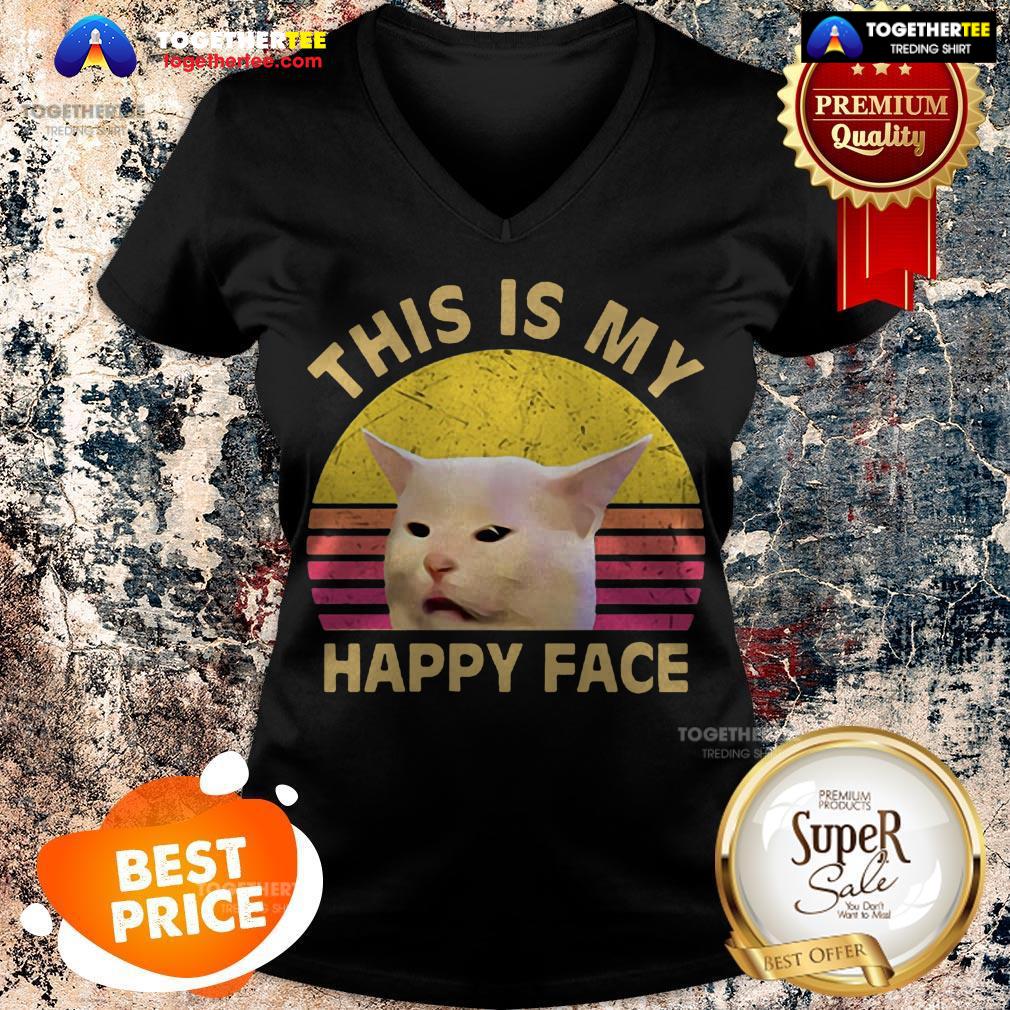 Official This Is My Happy Face Smudge Cat Shirt - Image 2