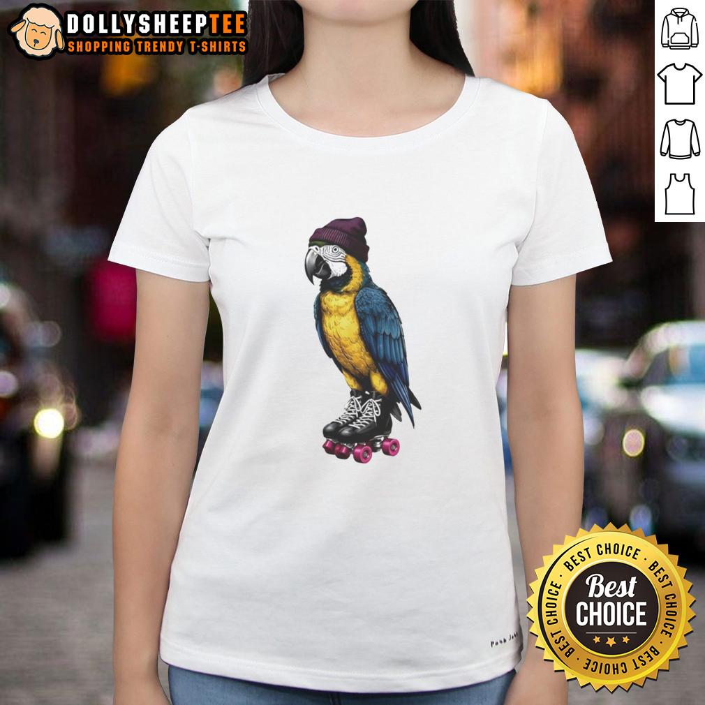 Awesome Roller Skating Parrot Graphic T-Shirt - Image 3