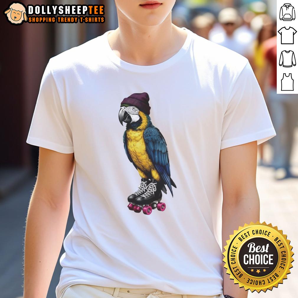 Awesome Roller Skating Parrot Graphic T-Shirt