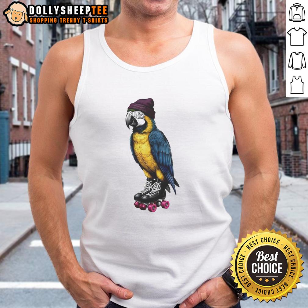 Awesome Roller Skating Parrot Graphic T-Shirt - Image 4