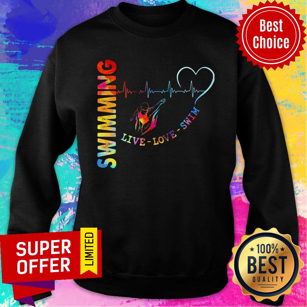 Swimming Live Love Swin Heart Beat Shirt - Image 5