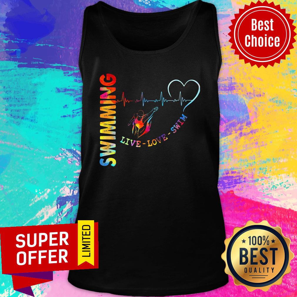 Swimming Live Love Swin Heart Beat Shirt - Image 4
