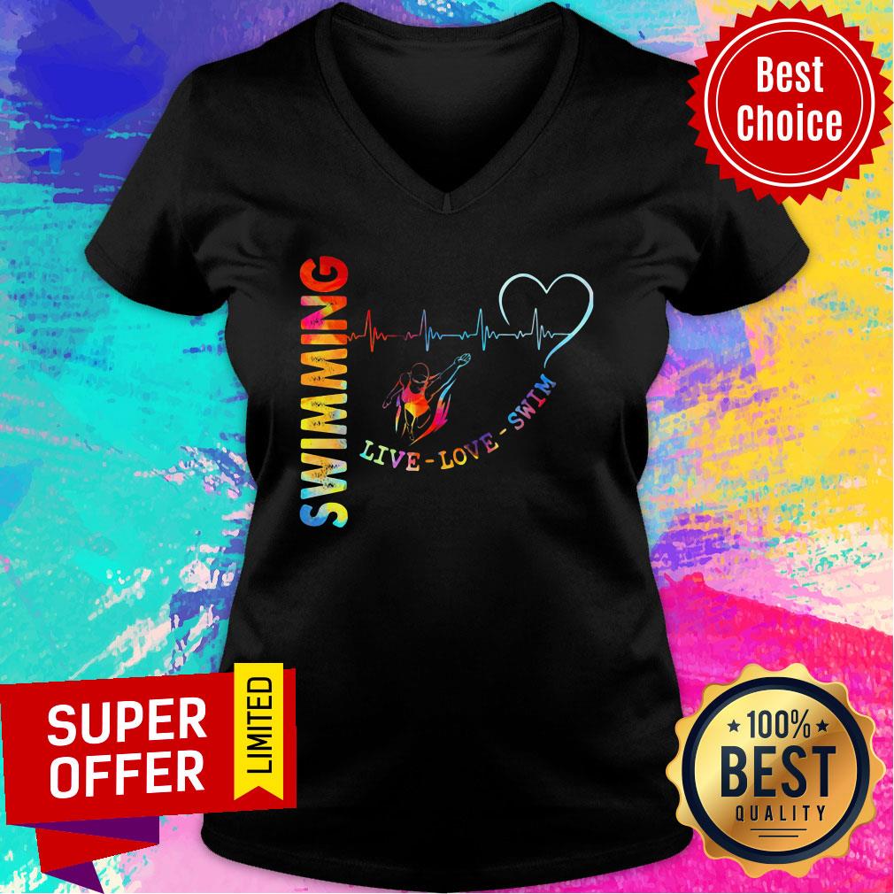 Swimming Live Love Swin Heart Beat Shirt - Image 3