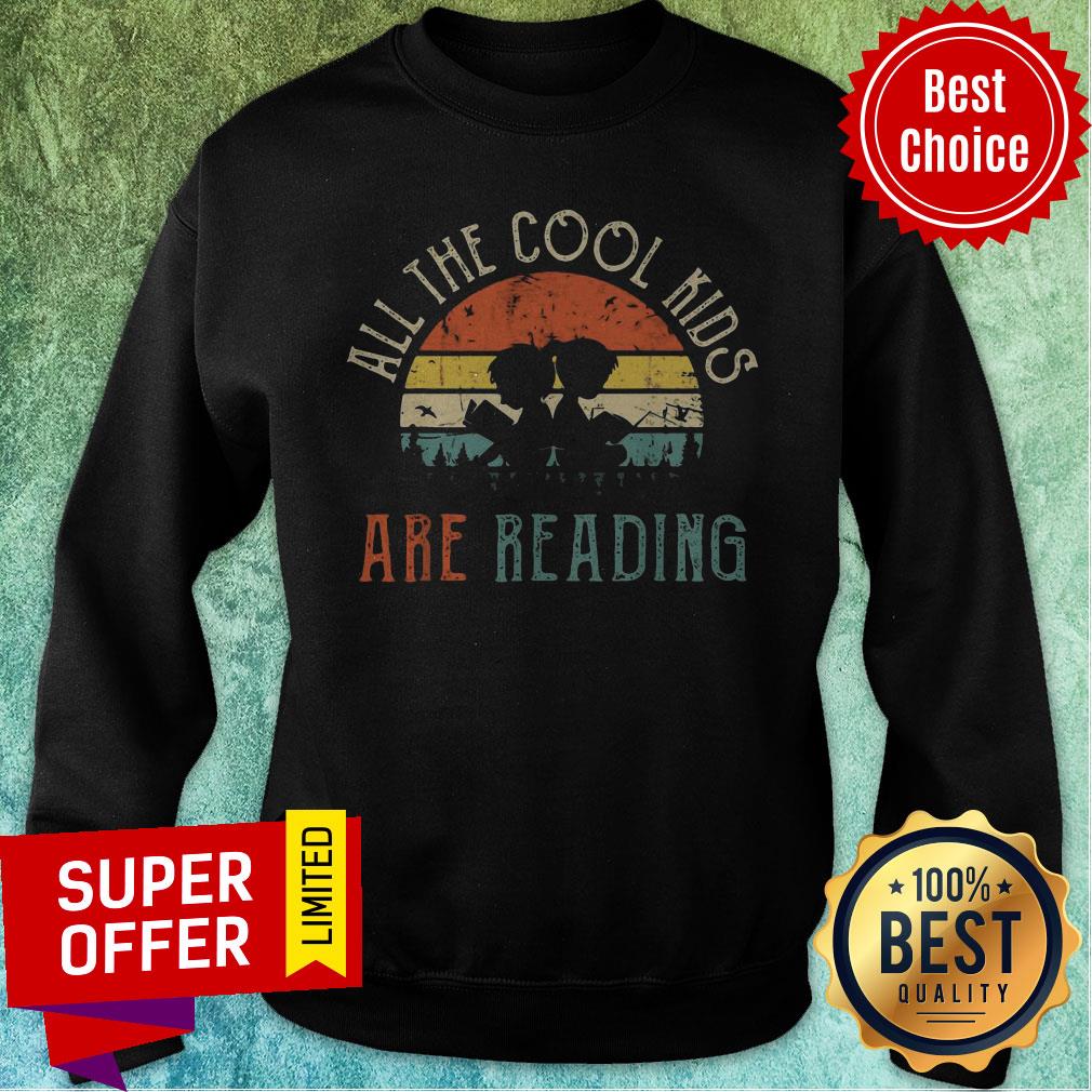 Funny All The Cool Kids Are Reading Vintage Retro Shirt - Image 2