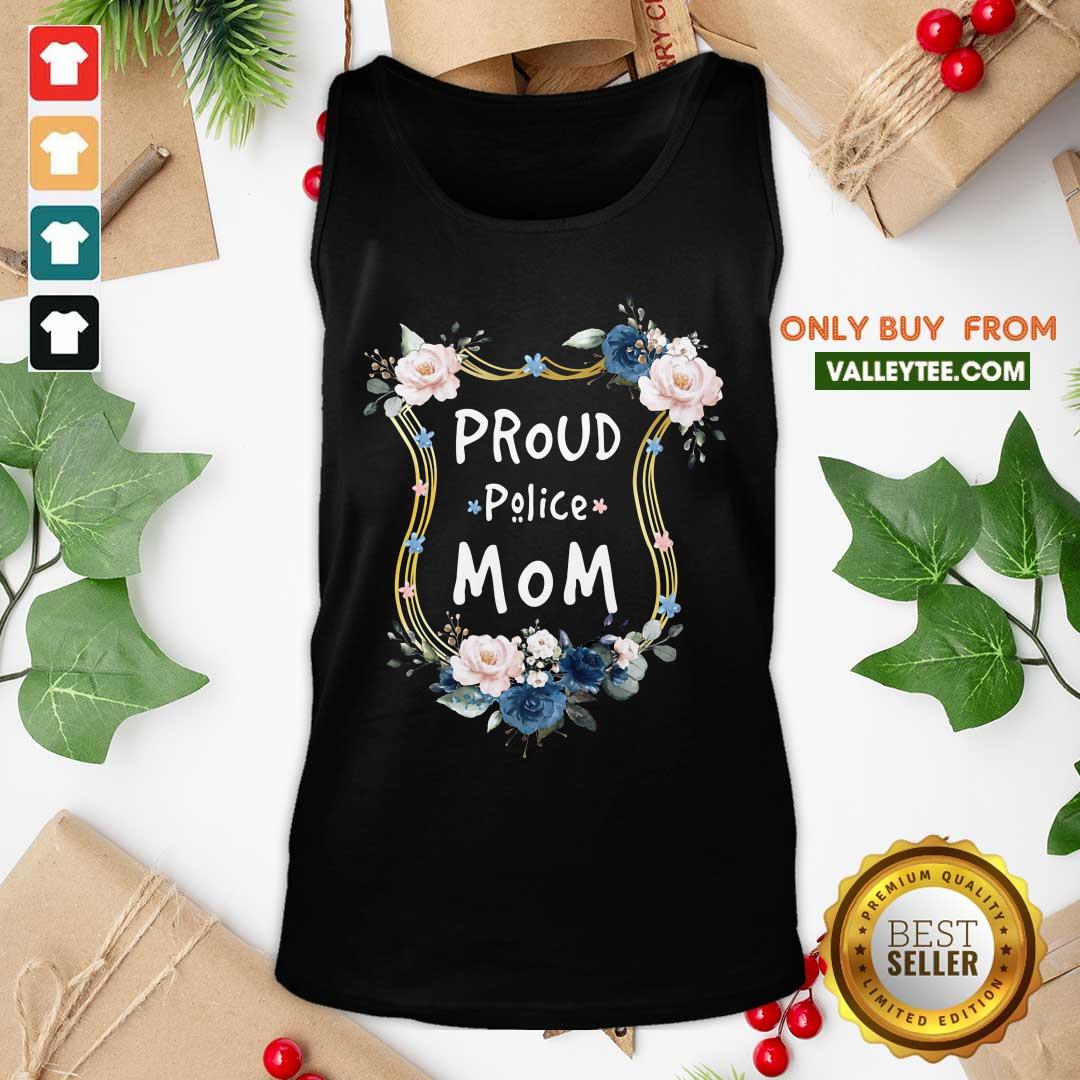 Funny Flower Proud Police Mom Shirt - Image 4