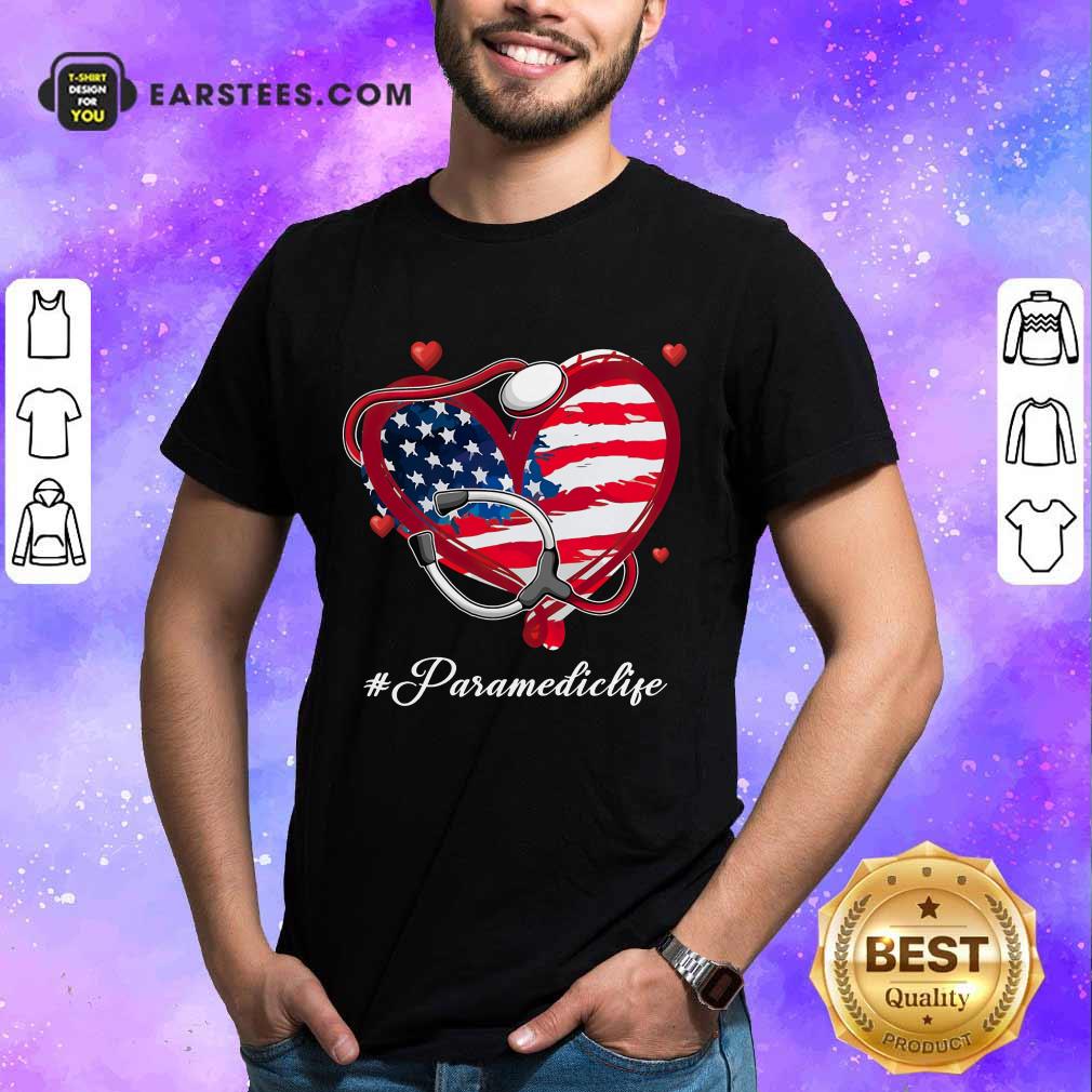 Nice Heart American Flag Paramedic Shirt