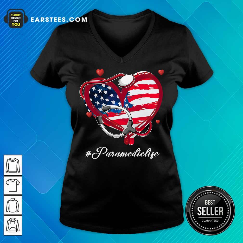 Nice Heart American Flag Paramedic Shirt - Image 5