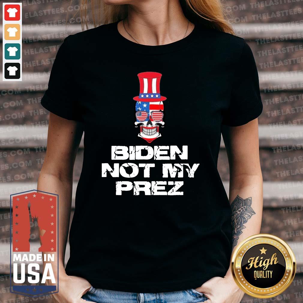 Good Biden Is Not My President Skull American Flag Shirt - Image 3