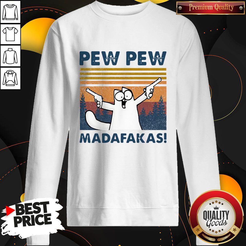 Simon's Cat Pew Pew Madafakas Vintage Shirt - Image 5