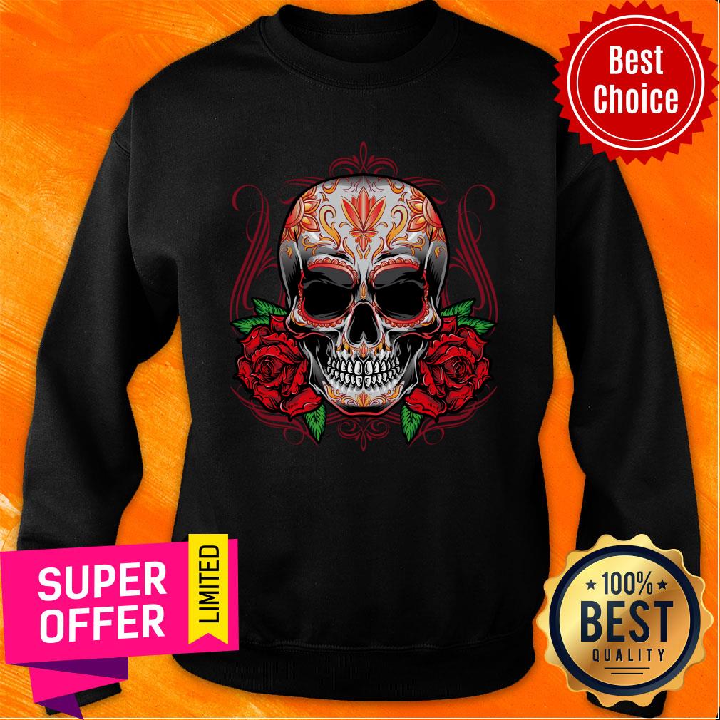 Day Of The Dead Sugar Skull With Rose Shirt - Image 4