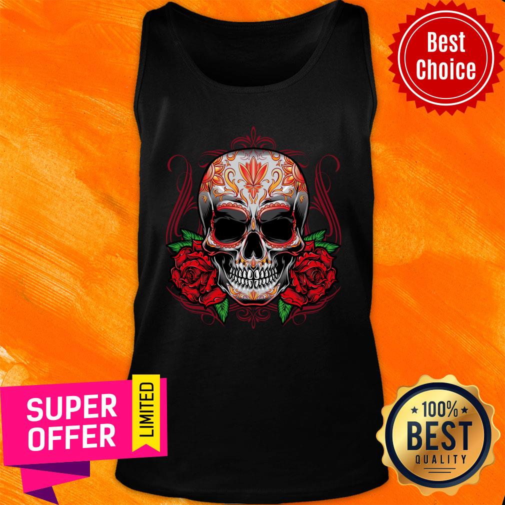 Day Of The Dead Sugar Skull With Rose Shirt - Image 3