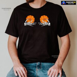 Alternative view of Skeleton Hands Pumpkin Boobs T-Shirt