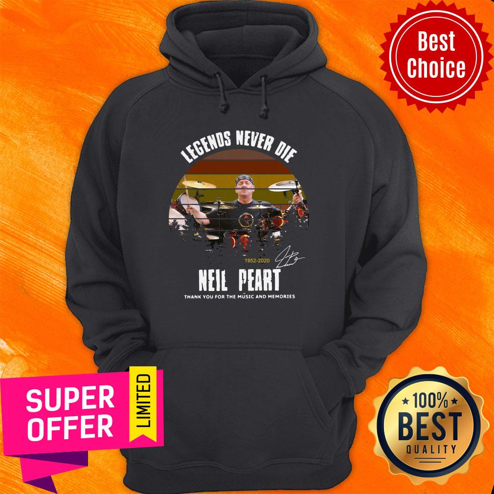 Legends Never Die 1952 2020 Neil Peart Thank You For The Music And Memories Signature Vintage Shirt - Image 3