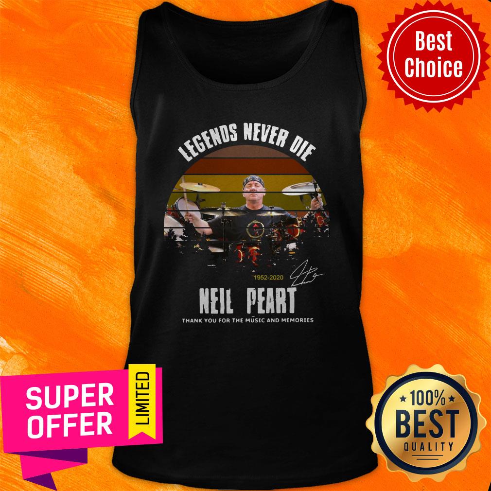 Legends Never Die 1952 2020 Neil Peart Thank You For The Music And Memories Signature Vintage Shirt - Image 5
