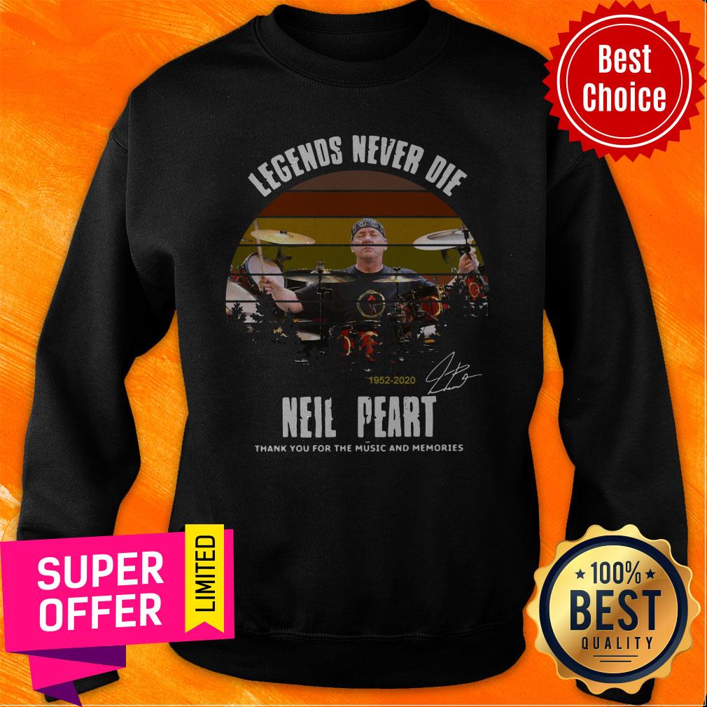 Legends Never Die 1952 2020 Neil Peart Thank You For The Music And Memories Signature Vintage Shirt - Image 4