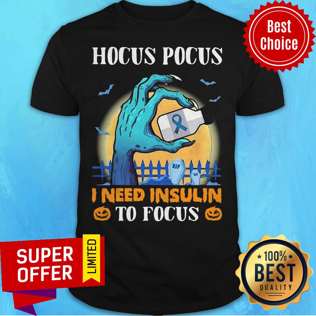 Nice Hocus Pocus I Need Insulin To Focus Breast Cancer Halloween Shirt