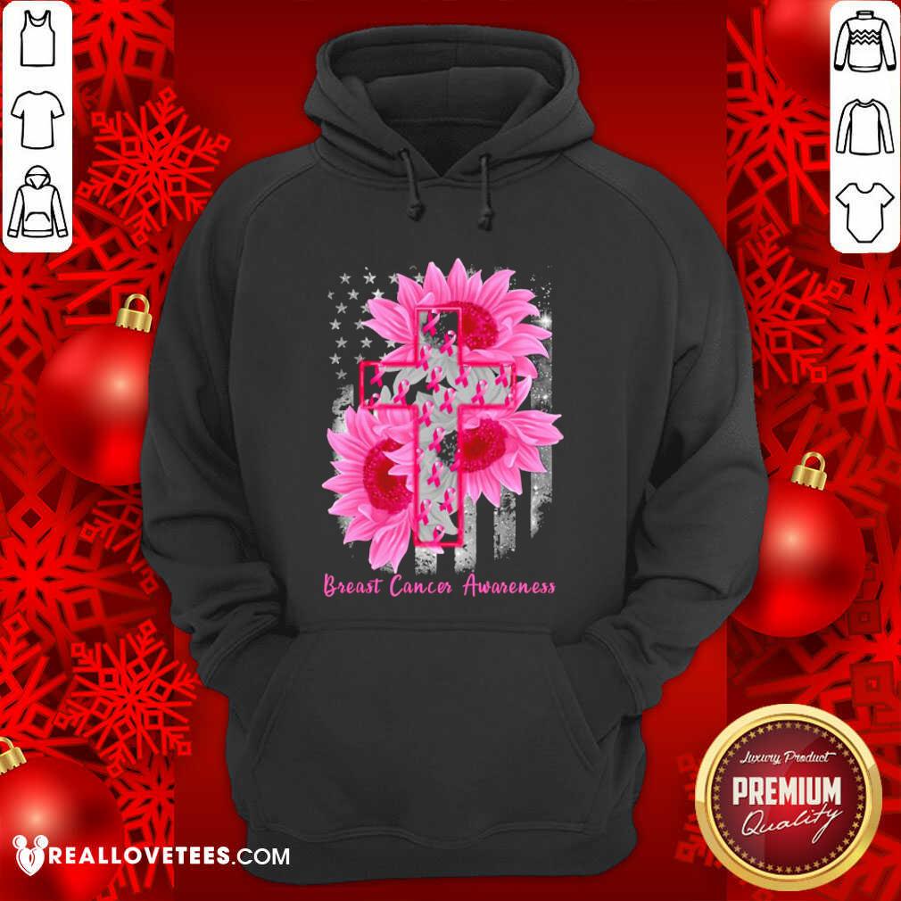 Premium Cross Sunflower Breast Cancer Awareness Pink Veteran Shirt - Image 5