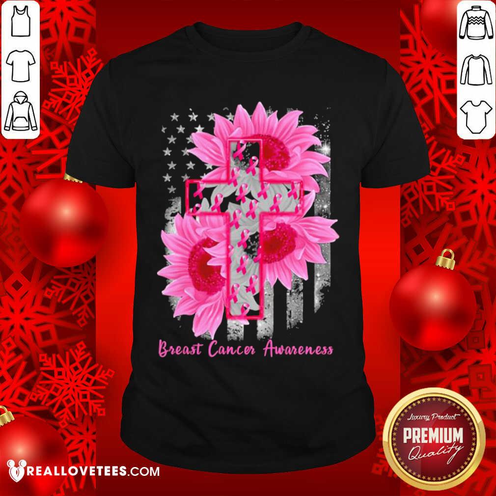 Premium Cross Sunflower Breast Cancer Awareness Pink Veteran Shirt