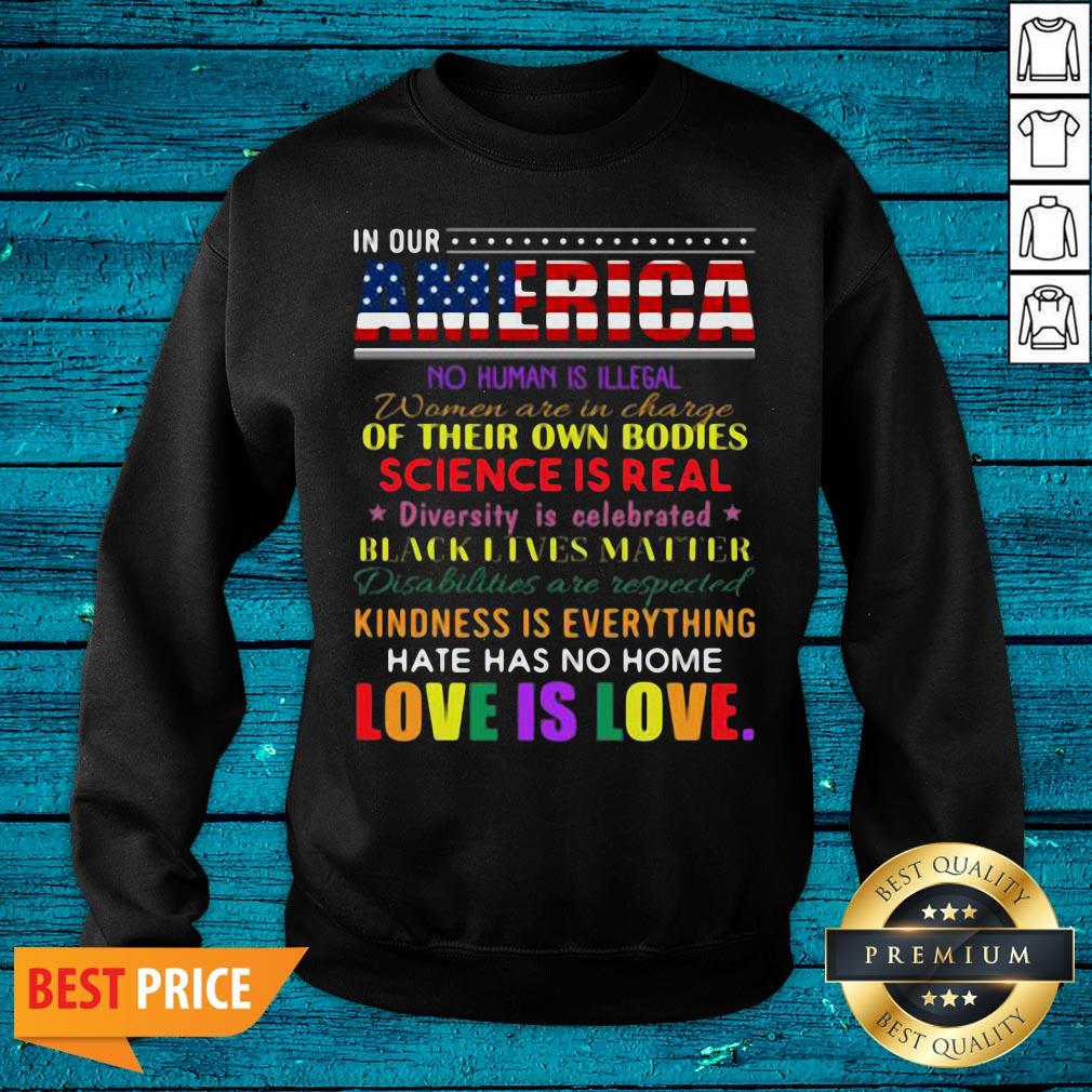 Pro Hate Has No Home Here We Believe Equality For All American Flag Lgbt Shirt - Image 2