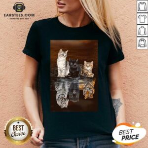 Alternative view of Awesome Three Cat Tiger Reflections 5d Diamond Diy Shirt