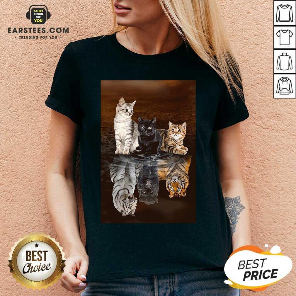 Awesome Three Cat Tiger Reflections 5d Diamond Diy Shirt - Image 2