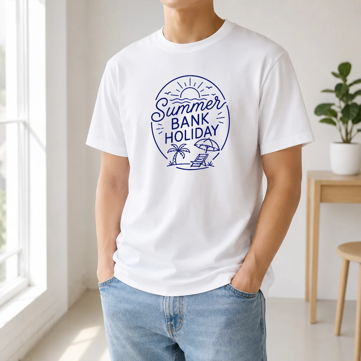 Good Minimalist Line Art Summer Bank Holiday Beach Shirt