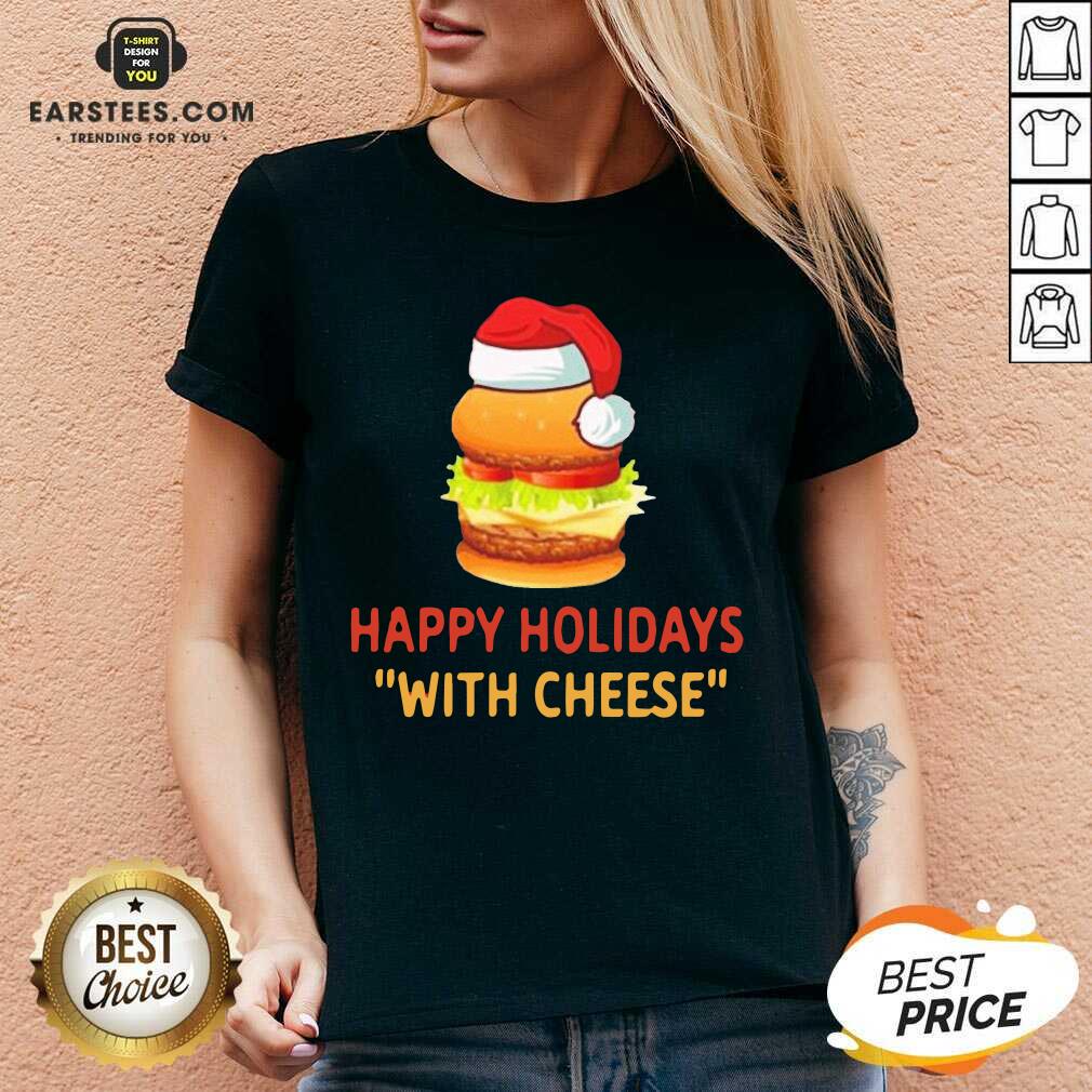 Top Happy Holidays With Cheese Christmas Cheeseburger T-Shirt - Image 2