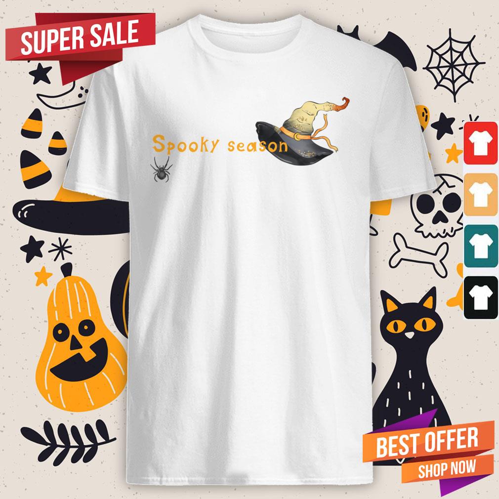 Spooky Season Halloween Witch Hat And Spider Shirt