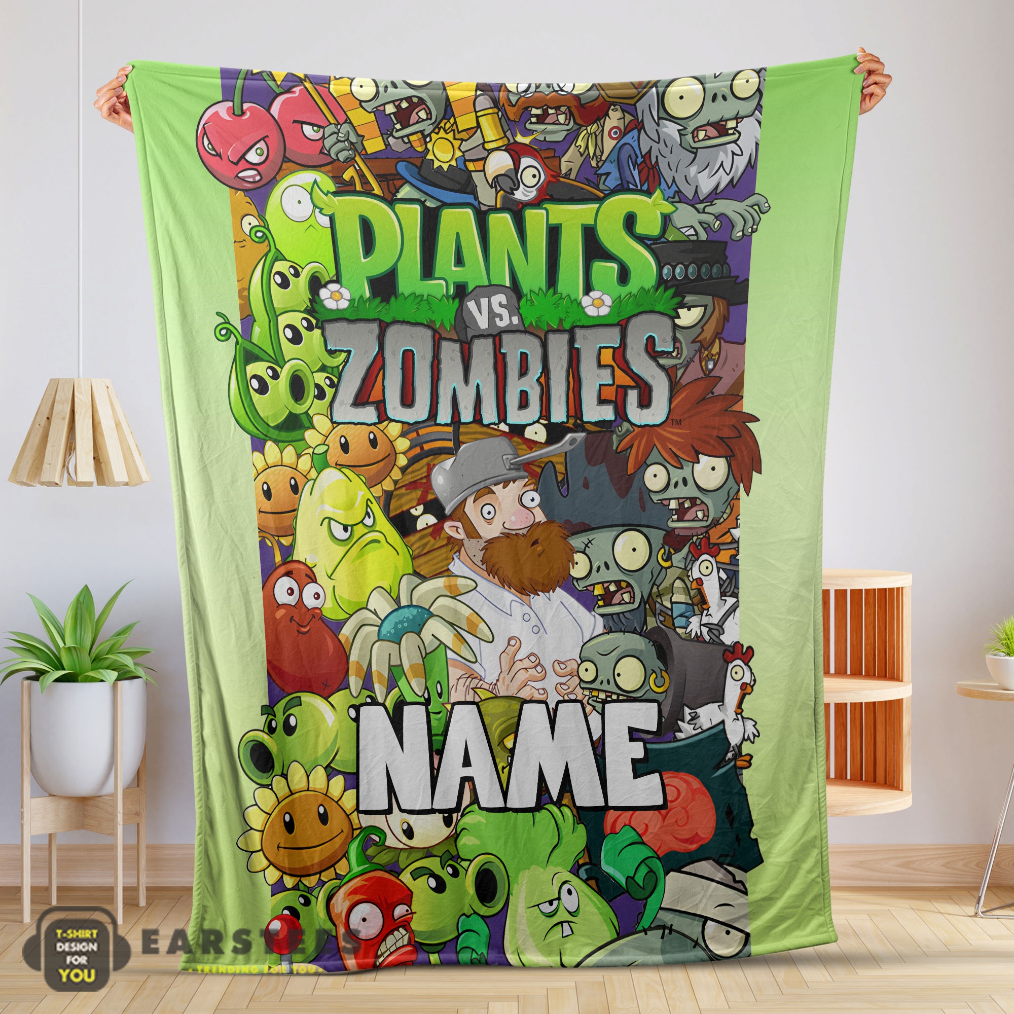 Good Game Plants vs Zombies All Character Blanket Fleece Customized Blanket