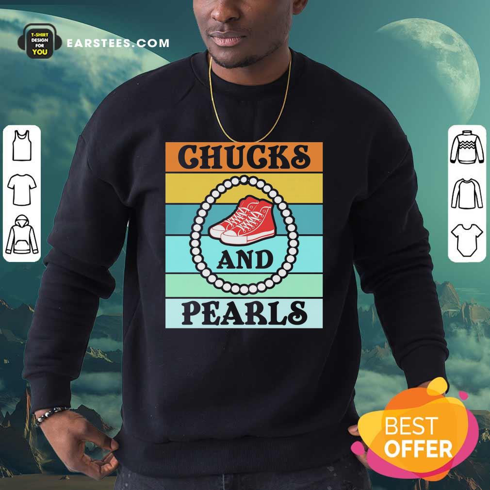 Funny Vintage Chucks And Pearls With Kamala Harris For President 2021 Shirt - Image 5