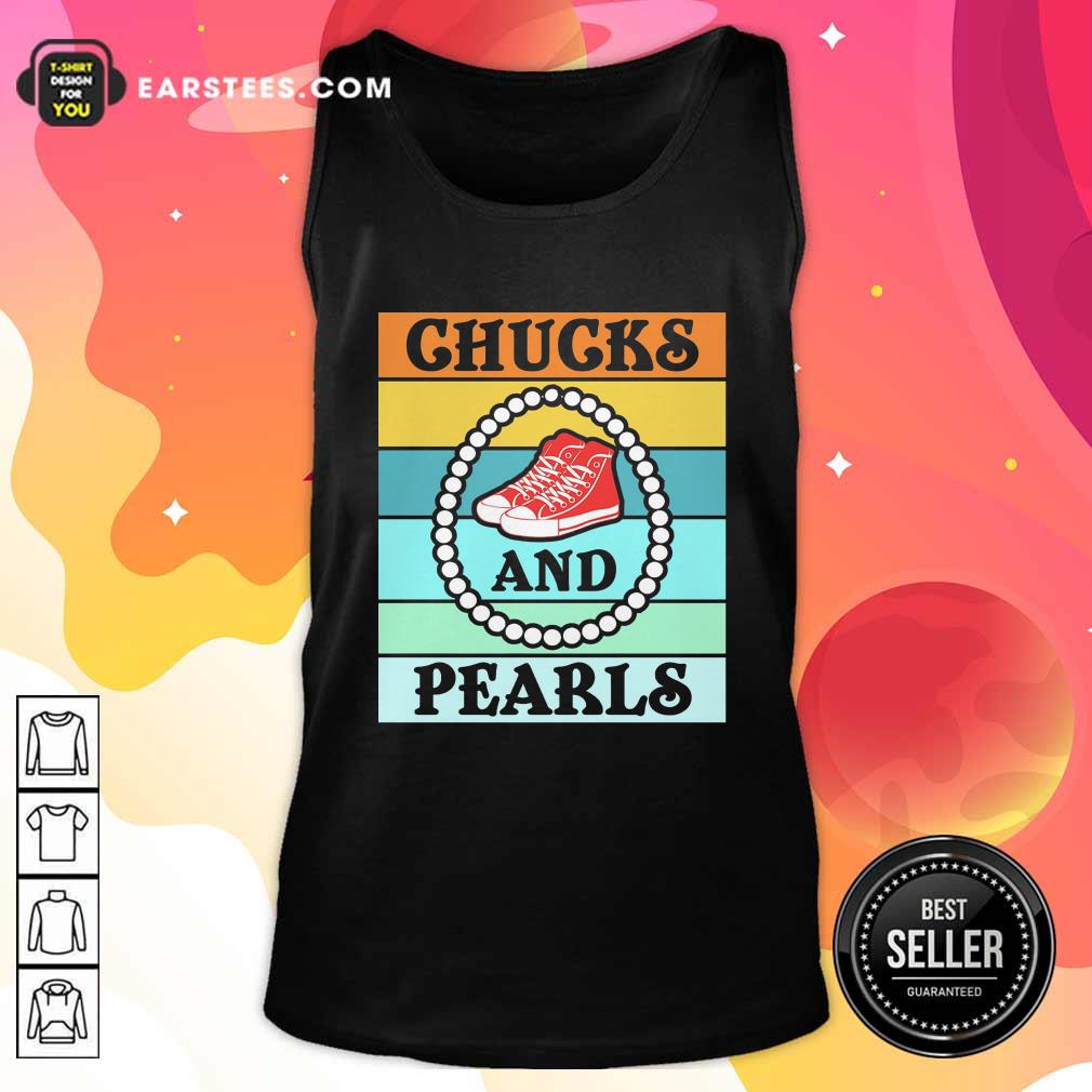 Funny Vintage Chucks And Pearls With Kamala Harris For President 2021 Shirt - Image 4
