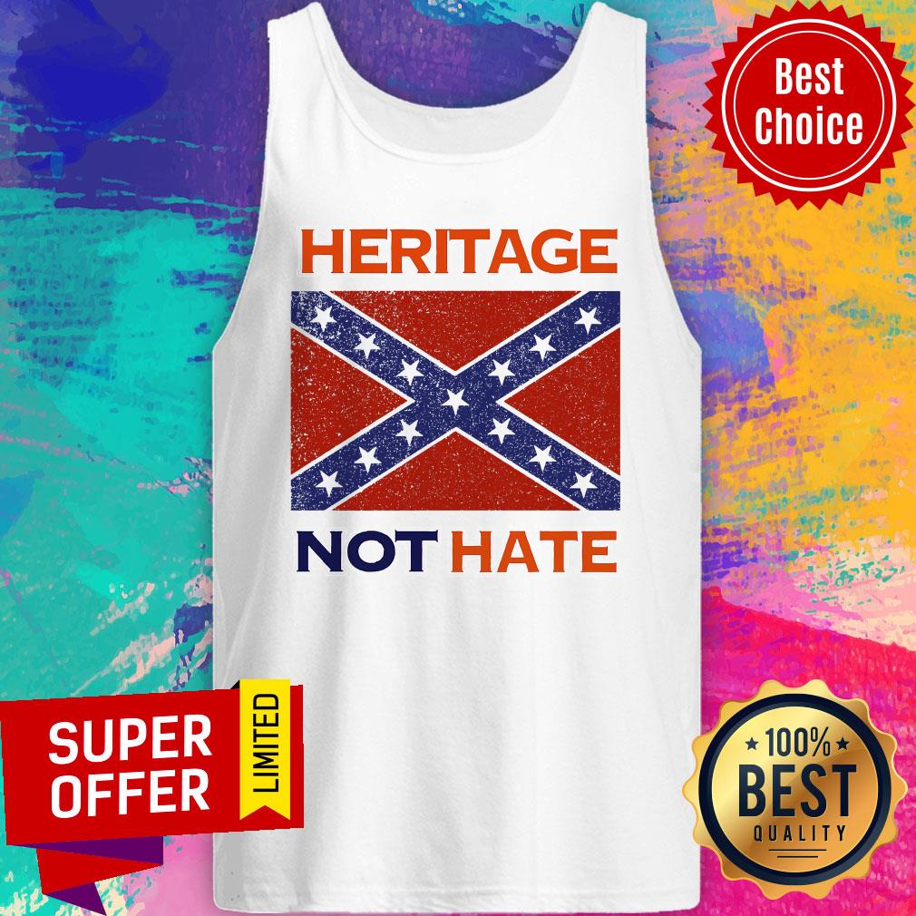 Nice Heritage Not Hate Confederate Flag White T-shirt - Image 4