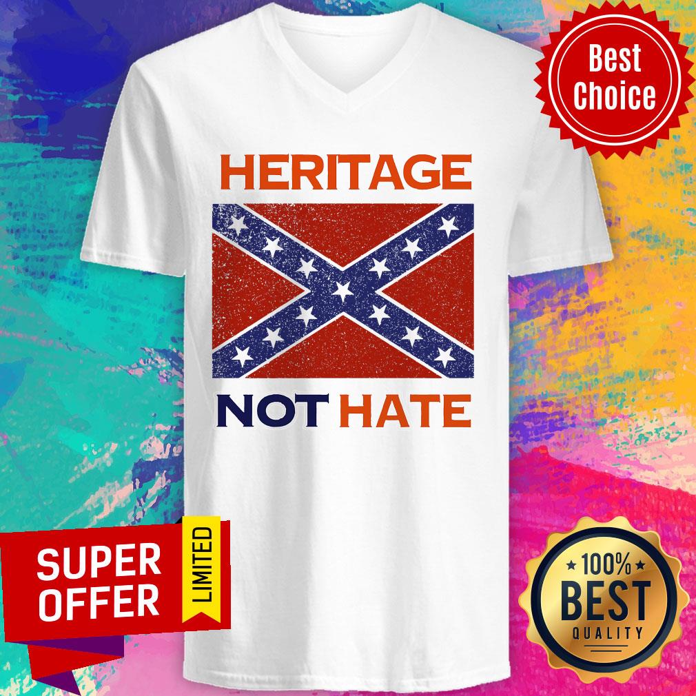 Nice Heritage Not Hate Confederate Flag White T-shirt - Image 3