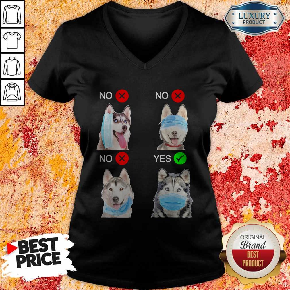 Siberian Husky Dogs Right Way To Wear Mask Shirt - Image 2