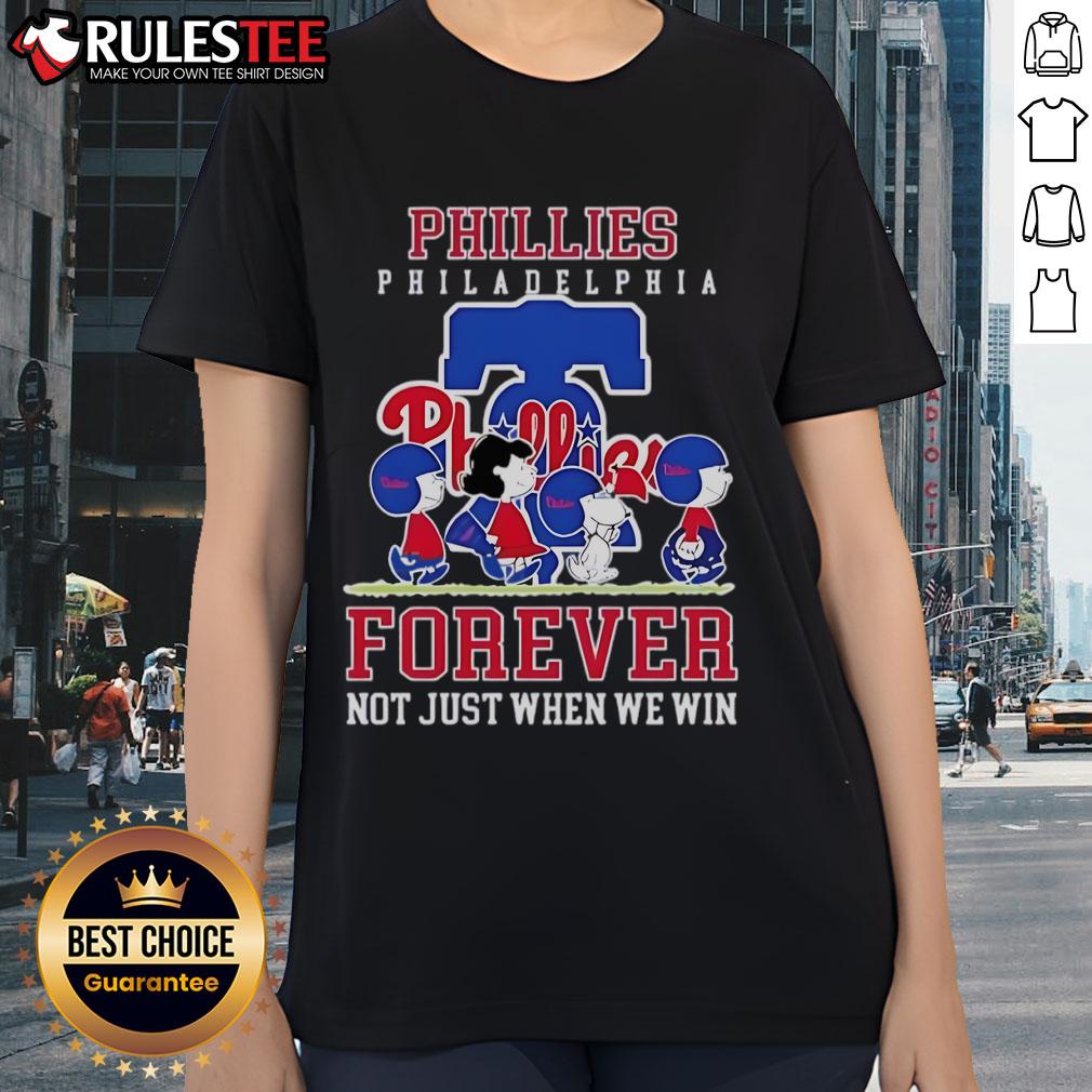 Happy Peanuts Charlie Brown Snoopy Philadelphia Phillies Baseball Forever Not Just When We Win T-Shirt - Image 3