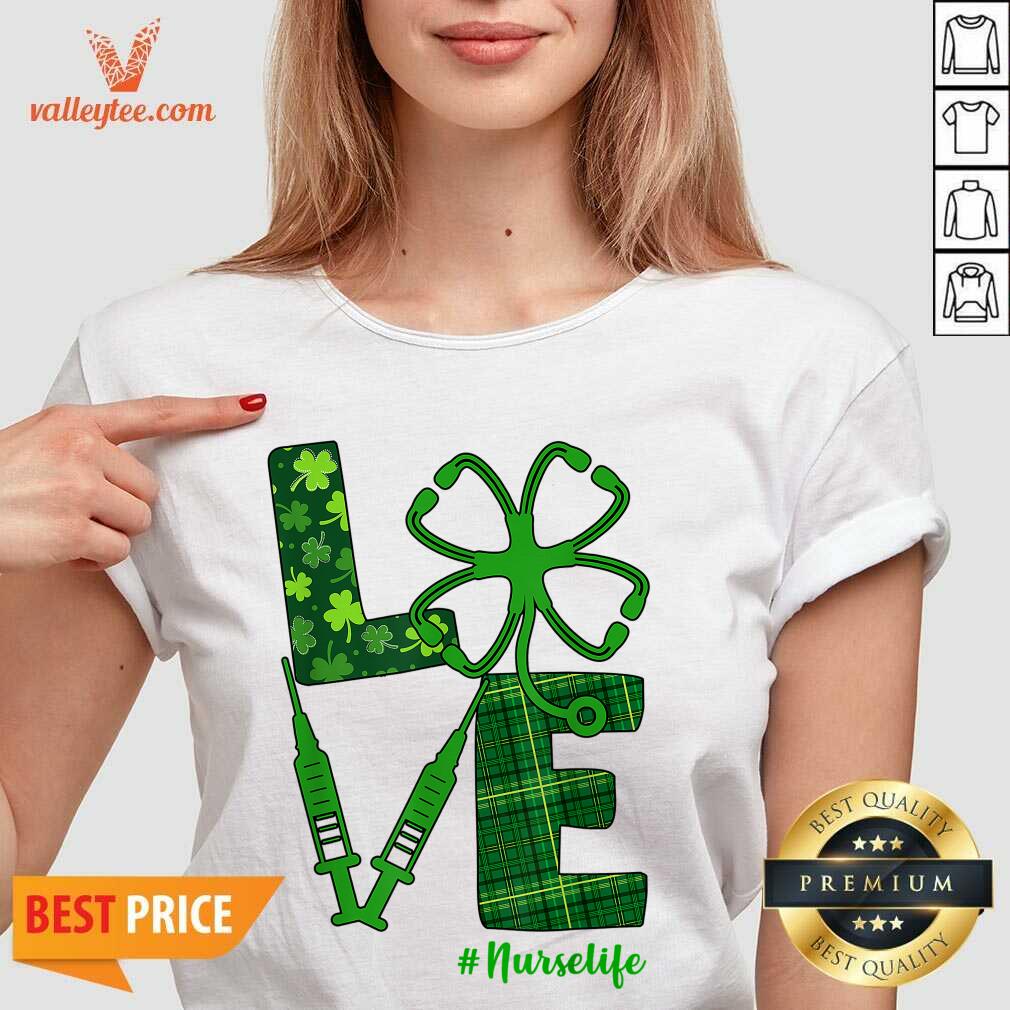 Funny Love Stethoscope Syringe Nurse Life St Patrick’s Day Shirt - Image 3