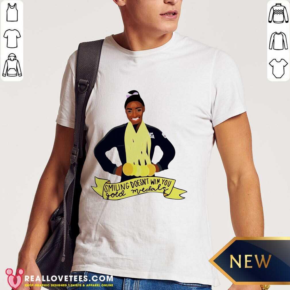 Simone Arianne Biles Smiling Doesn’t Win You Gold Medals Waterproof Shirt