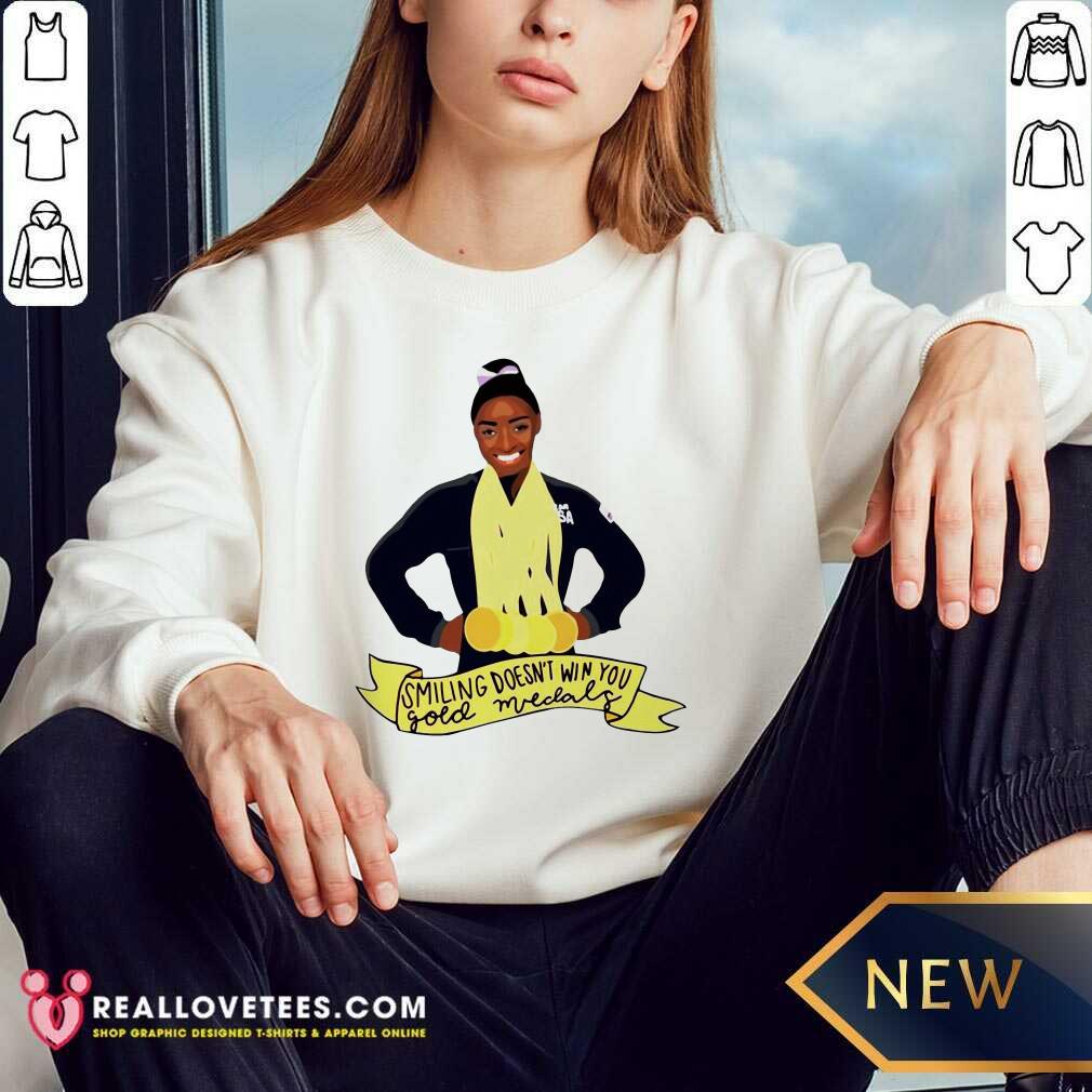 Simone Arianne Biles Smiling Doesn’t Win You Gold Medals Waterproof Shirt - Image 3