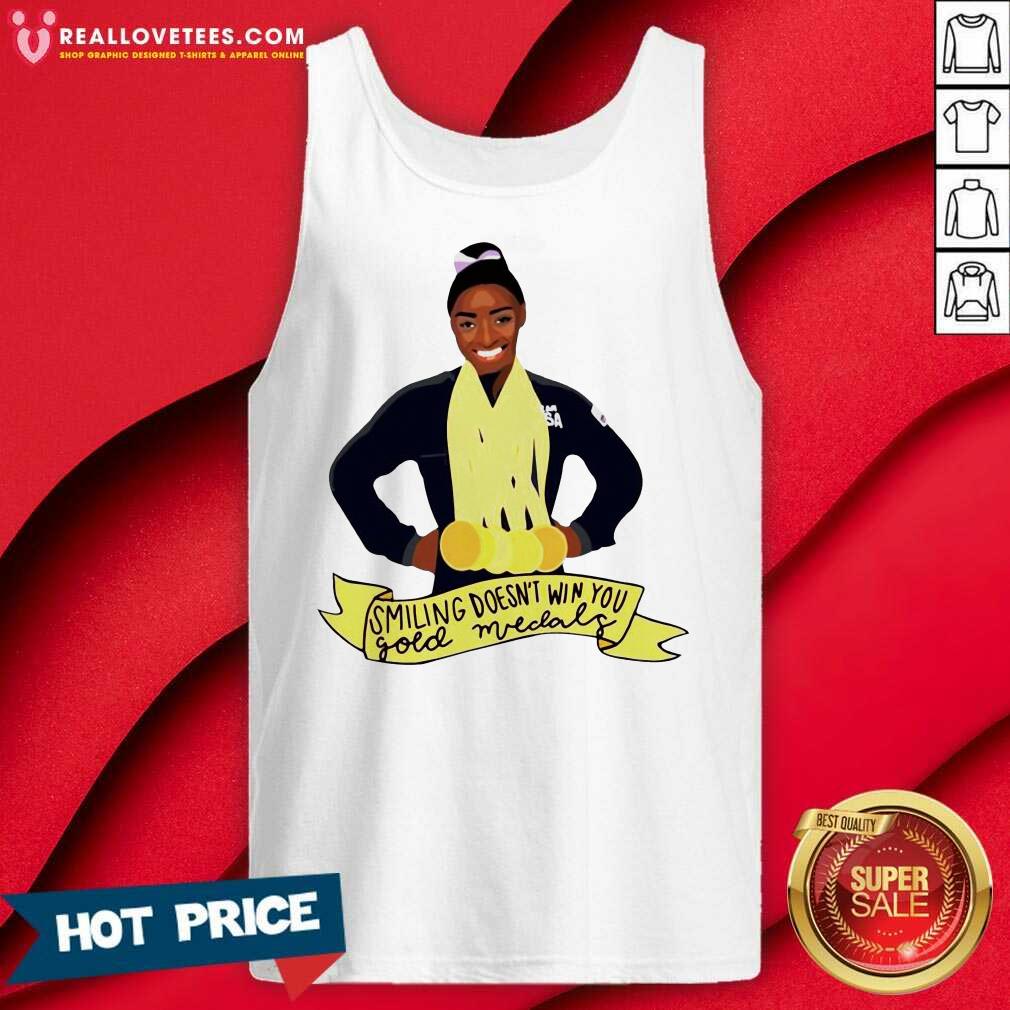 Simone Arianne Biles Smiling Doesn’t Win You Gold Medals Waterproof Shirt - Image 2