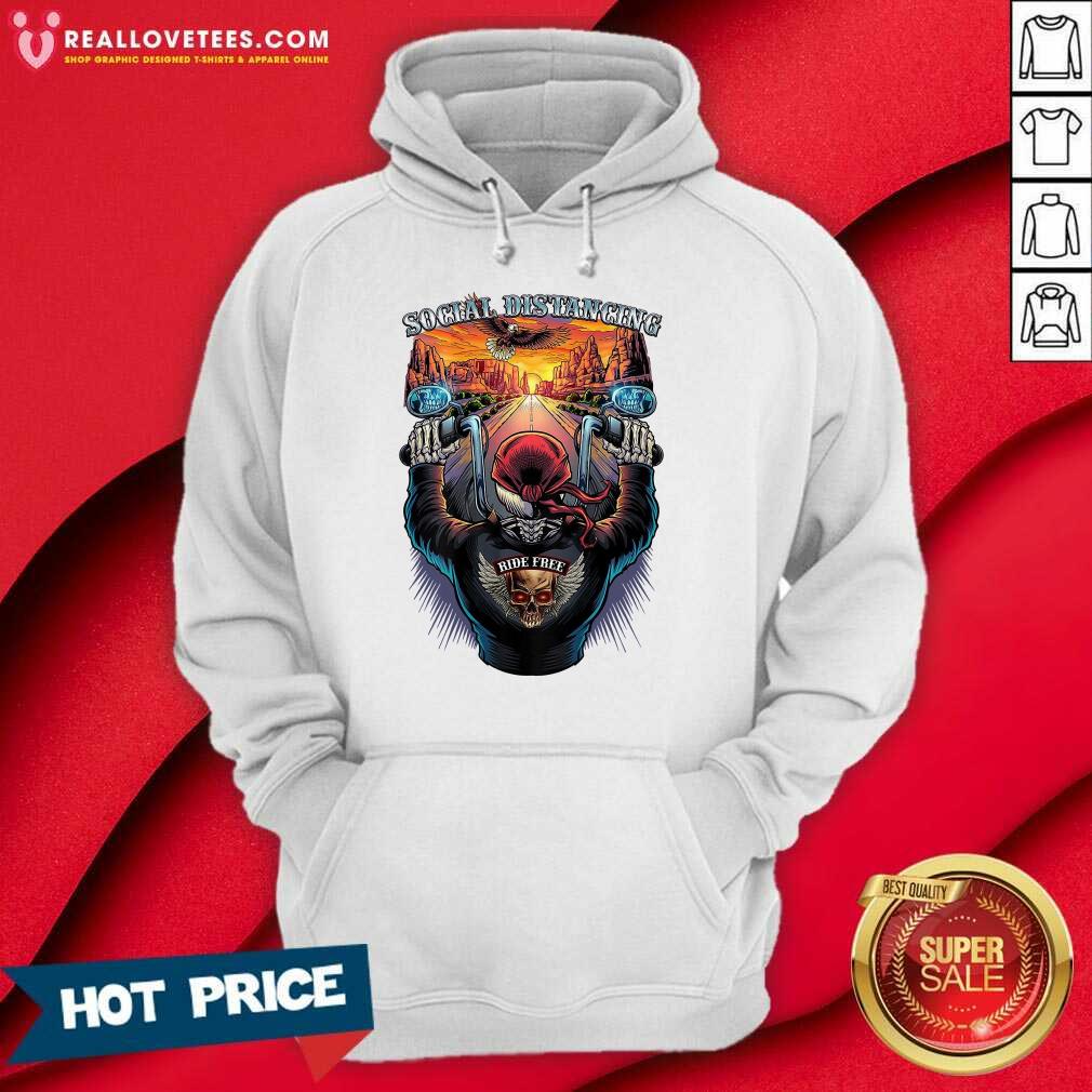 Social Distance Motorcycle Biker Skull 2021 Shirt - Image 2