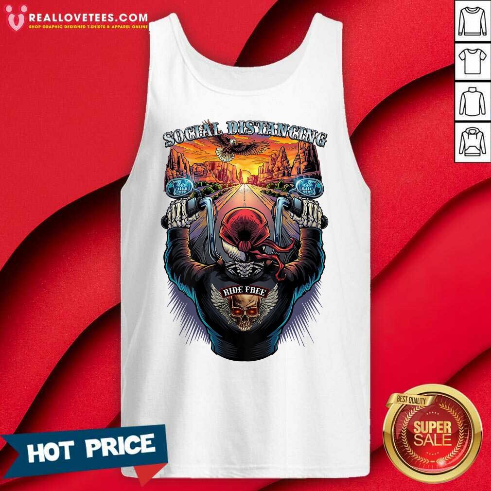 Social Distance Motorcycle Biker Skull 2021 Shirt - Image 4