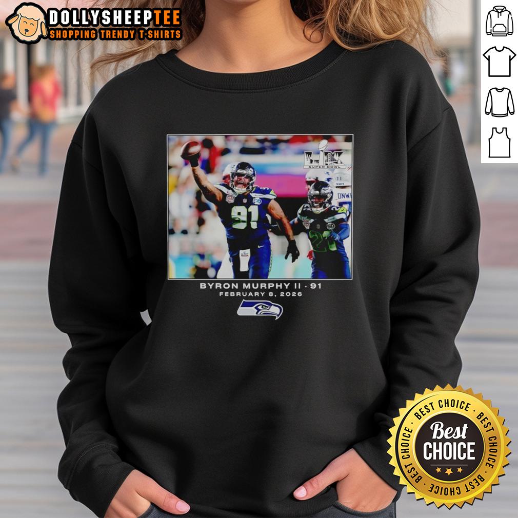 Good Byron Murphy Ii Seattle Seahawks Football NFL 2026 Photo T-Shirt - Image 5